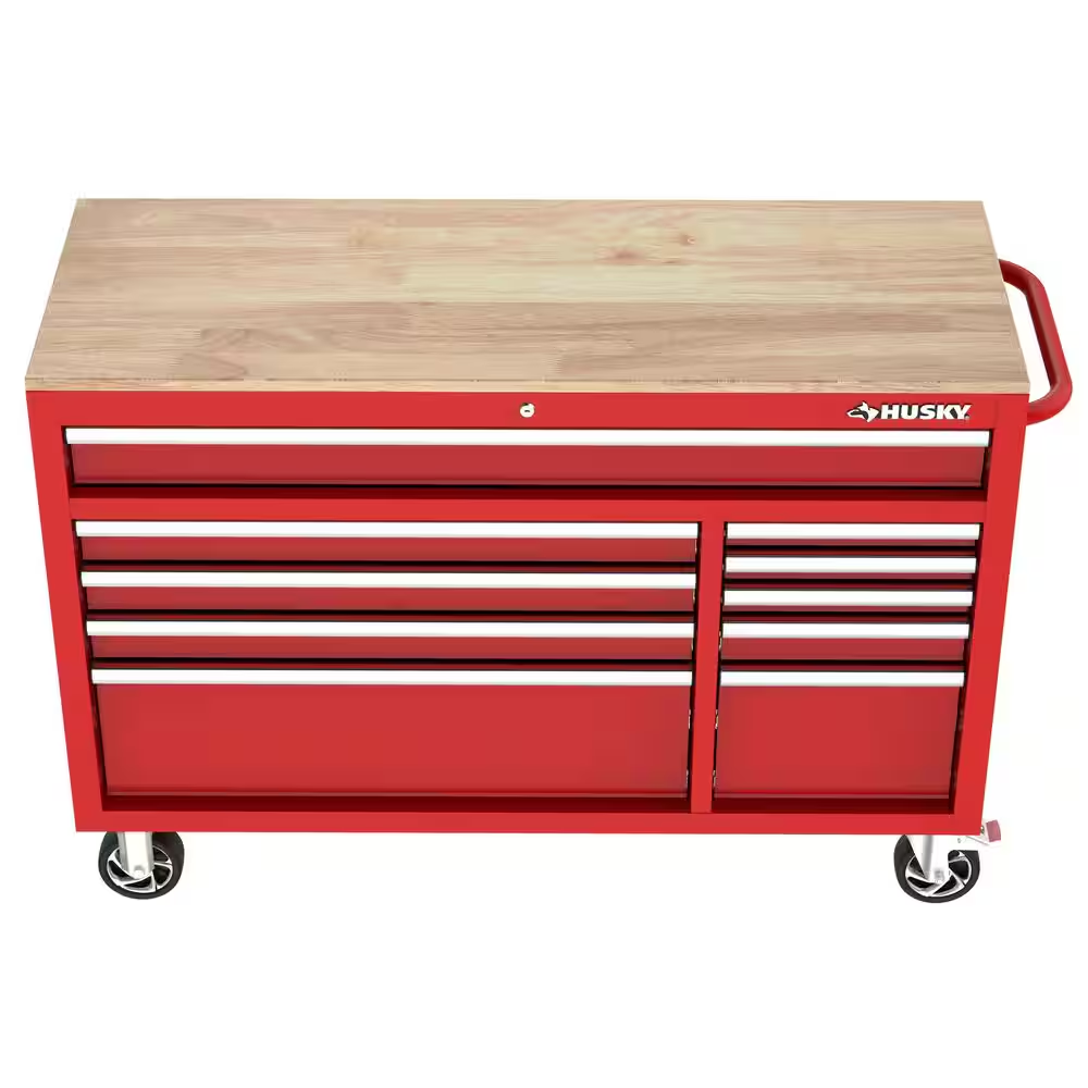 Modular Tool Storage 52 In. W X 20 In. D Standard Duty Red Mobile Workbench Cabinet