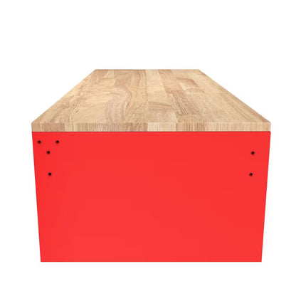 Tool Storage 46 In. W X 18 In. D 9-Drawer Gloss Red Mobile Workbench Cabinet