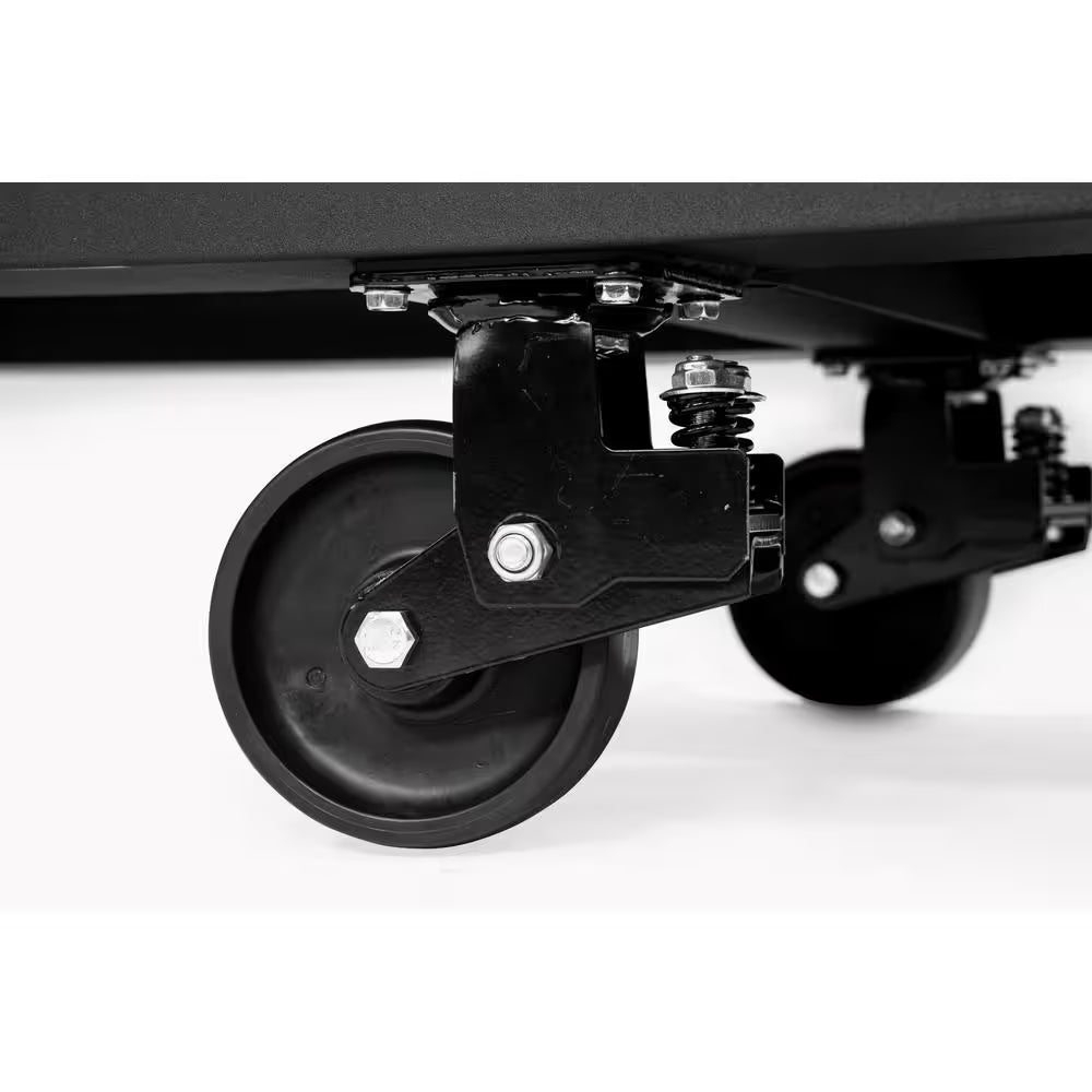 108 In. W X 24 In. D 9-Drawer Heavy-Duty Mobile Workbench with Stainless Steel Top in Matte Black