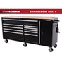 Standard Duty 72 In. W X 20 In. D 10-Drawer Gloss Black Mobile Workbench Cabinet with Solid Wood Top