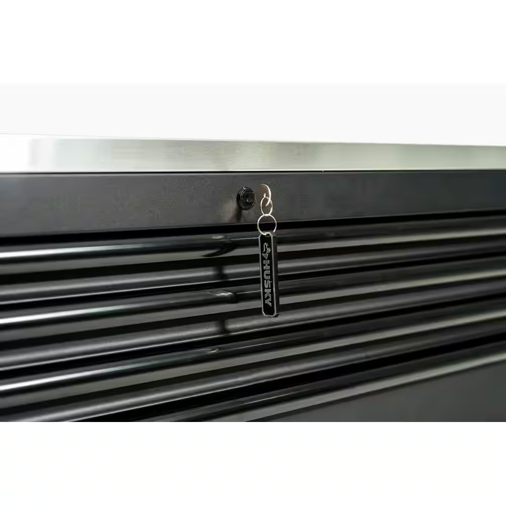 Tool Storage Heavy Duty 96 In. W X 24 In. D Matte Black Mobile Workbench Cabinet with Stainless Steel Top