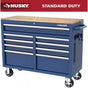 Tool Storage 46 In. W X 18 In. D 9-Drawer Gloss Blue Mobile Workbench Cabinet