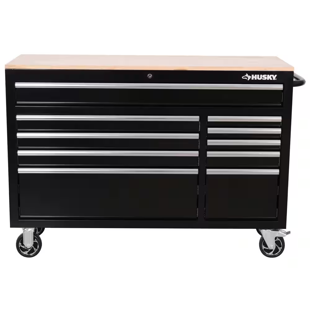 Modular Tool Storage 52 In. W X 20 In. D Standard Duty Black Mobile Workbench Cabinet