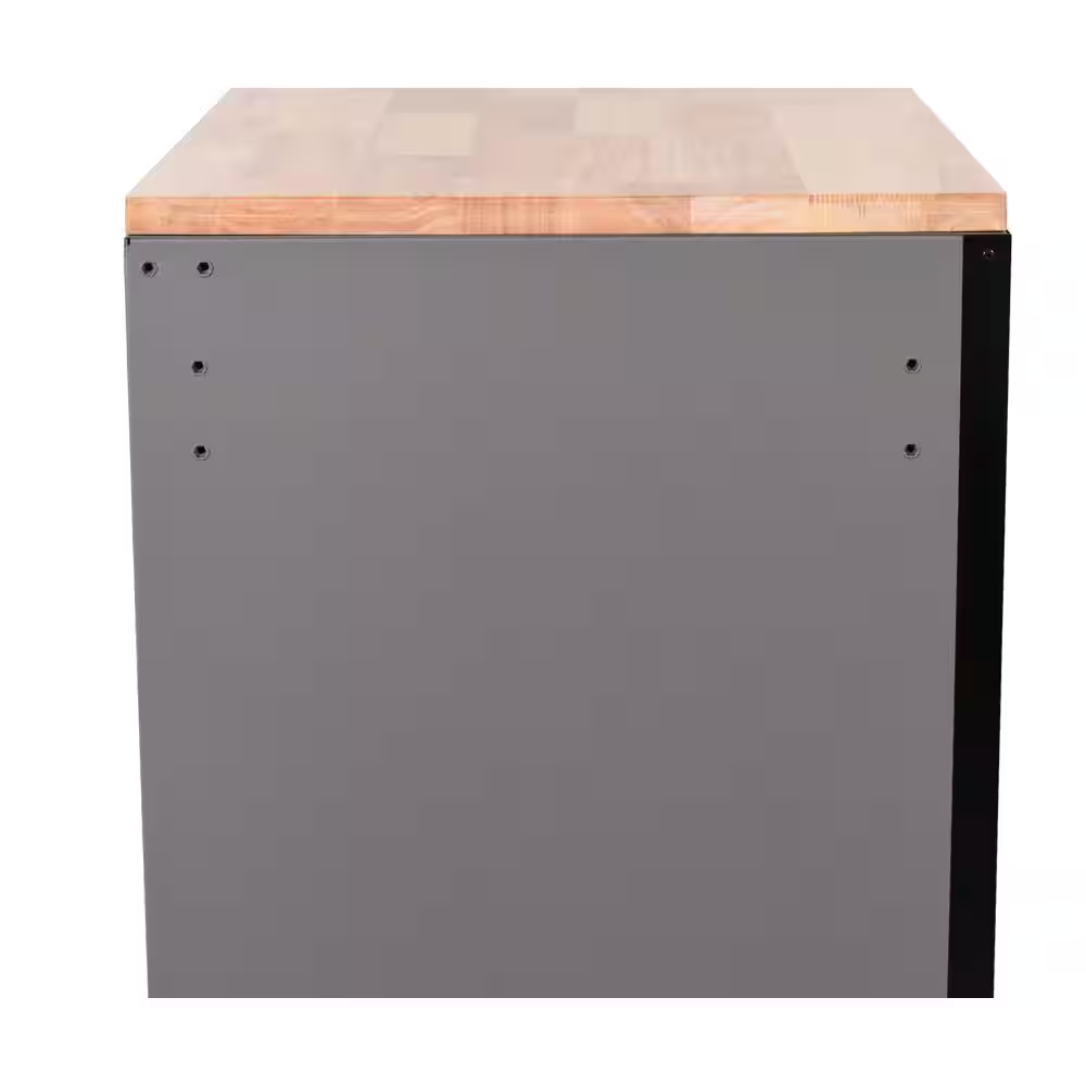 Heavy Duty 61 In. W X 23 In. D 15-Drawer Matte Gray Mobile Workbench Cabinet with Solid Wood Top