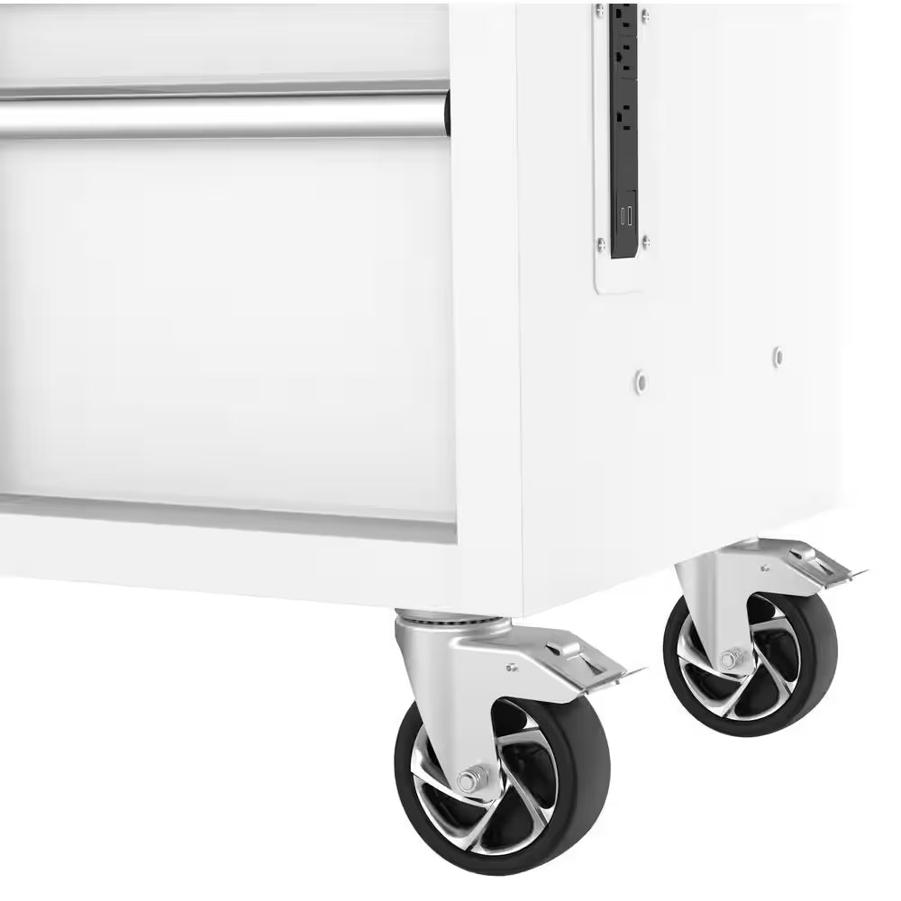 Modular Tool Storage 52 In. W White Mobile Workbench Cabinet