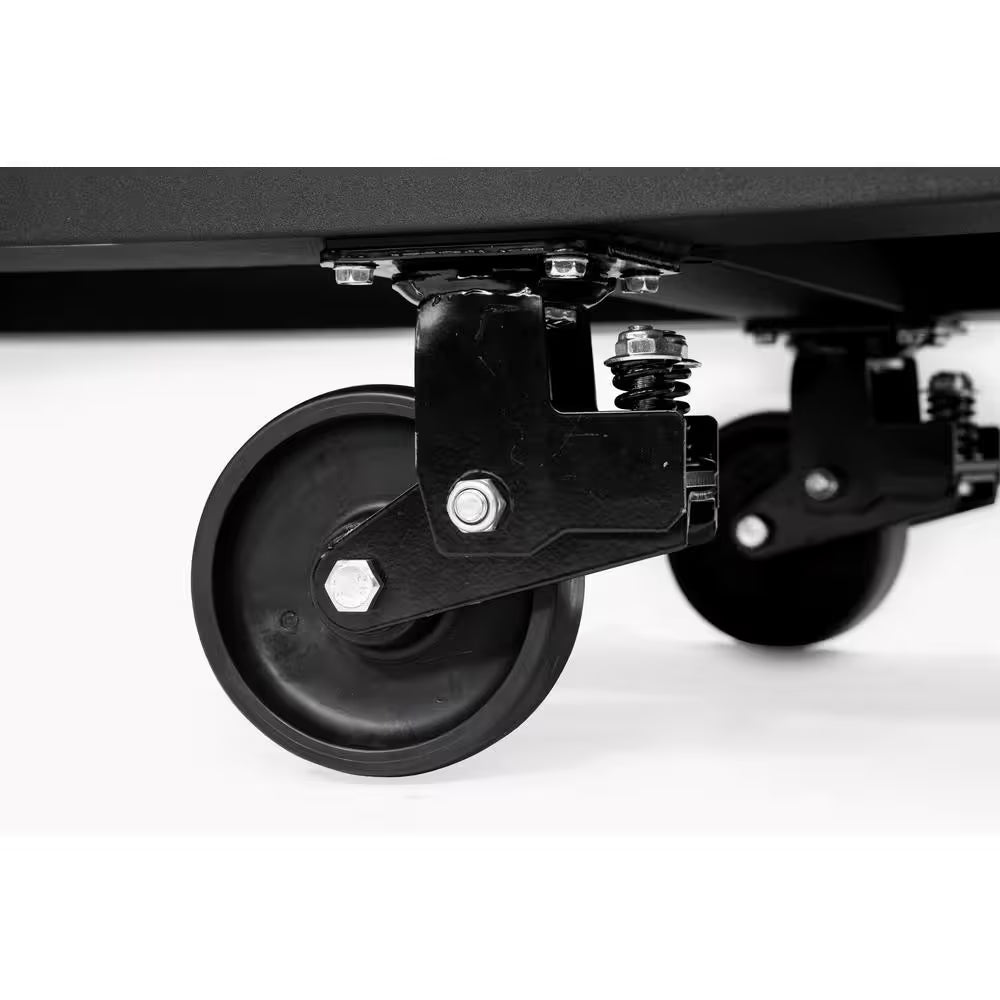 Tool Storage Heavy Duty 96 In. W X 24 In. D Matte Black Mobile Workbench Cabinet with Stainless Steel Top