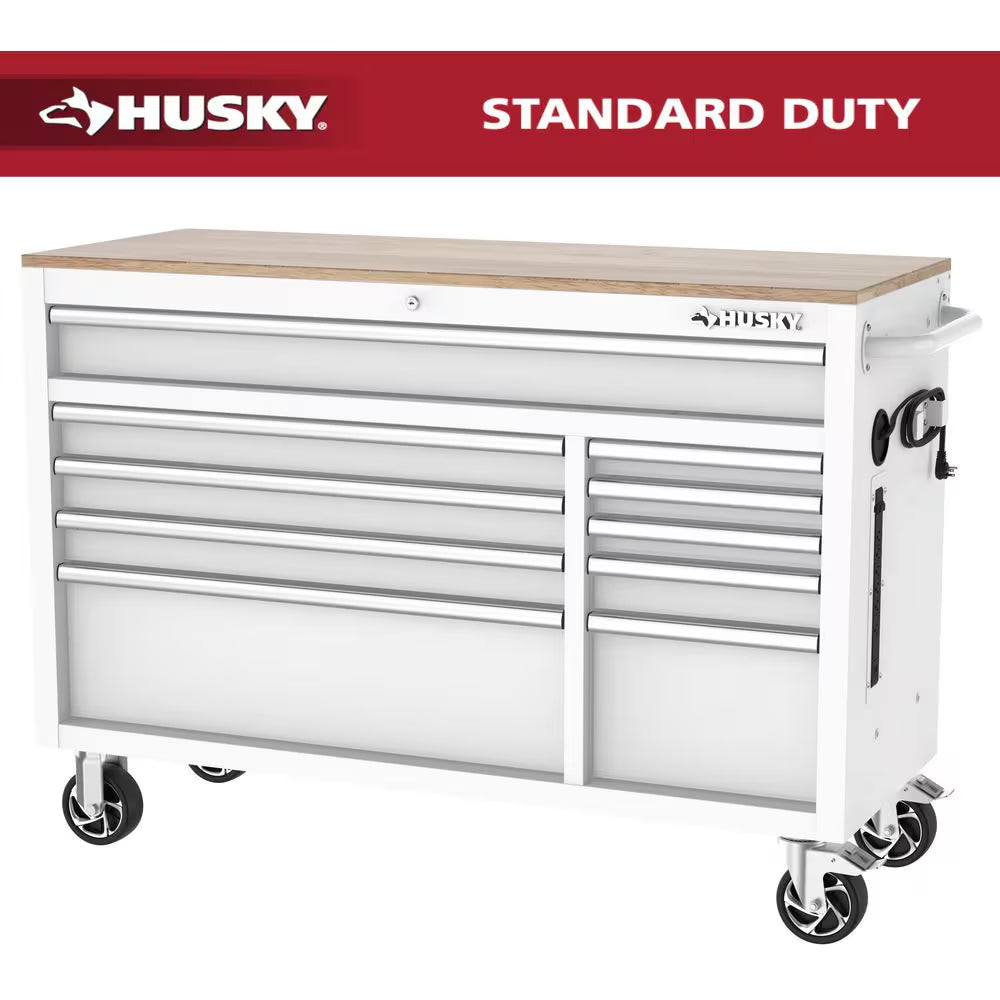 Modular Tool Storage 52 In. W White Mobile Workbench Cabinet