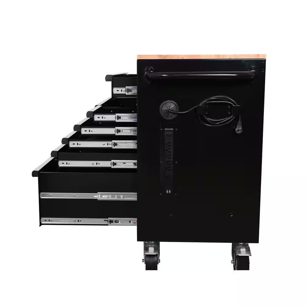 Modular Tool Storage 52 In. W X 20 In. D Standard Duty Black Mobile Workbench Cabinet