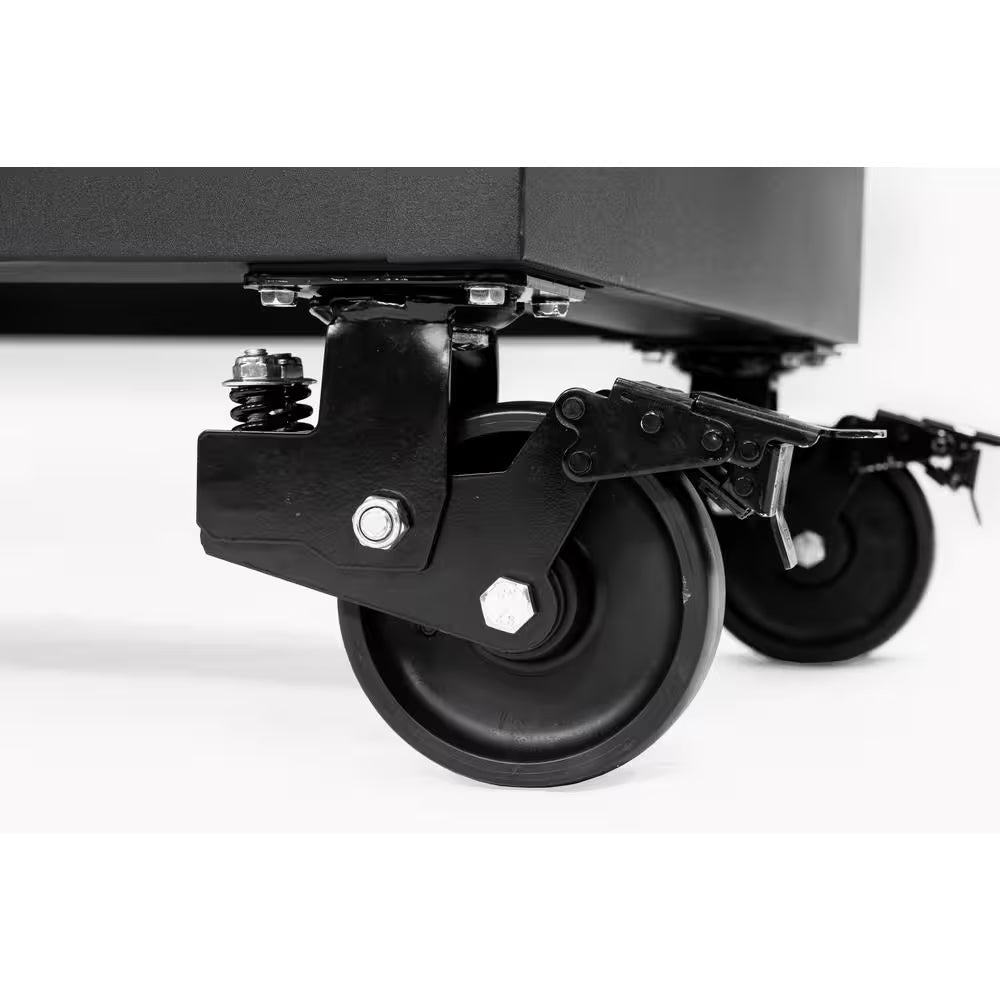 Tool Storage Heavy Duty 96 In. W X 24 In. D Matte Black Mobile Workbench Cabinet with Stainless Steel Top