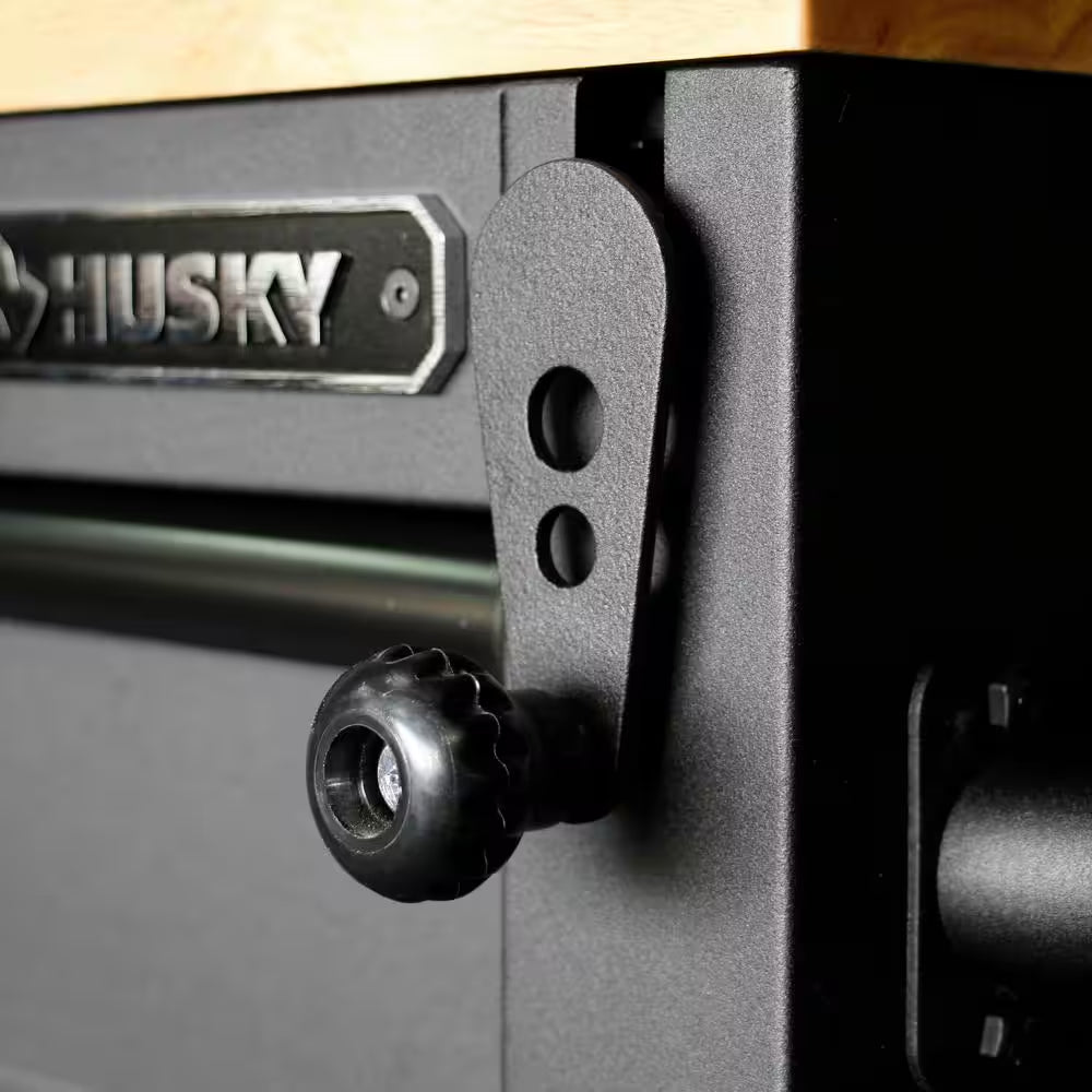 52 In. W X 25 In. D Heavy Duty 9-Drawer Mobile Workbench Cabinet with Adjustable-Height Hardwood Top in Matte Black