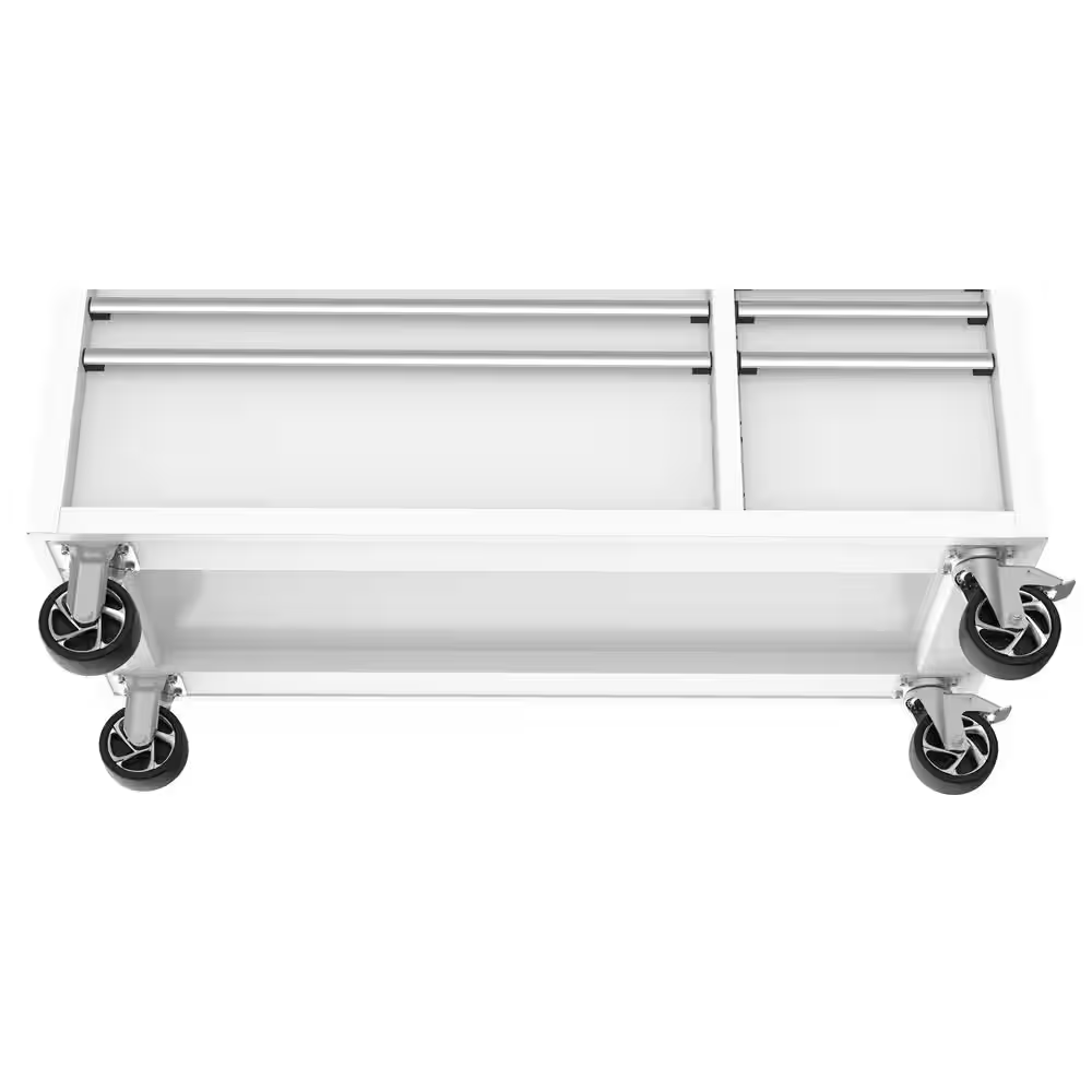 Modular Tool Storage 52 In. W White Mobile Workbench Cabinet