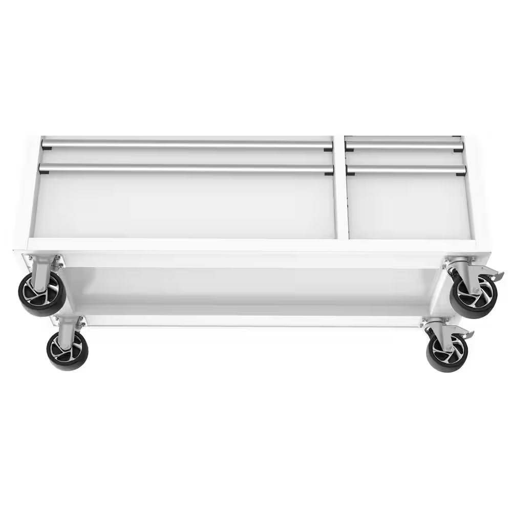 Modular Tool Storage 52 In. W White Mobile Workbench Cabinet