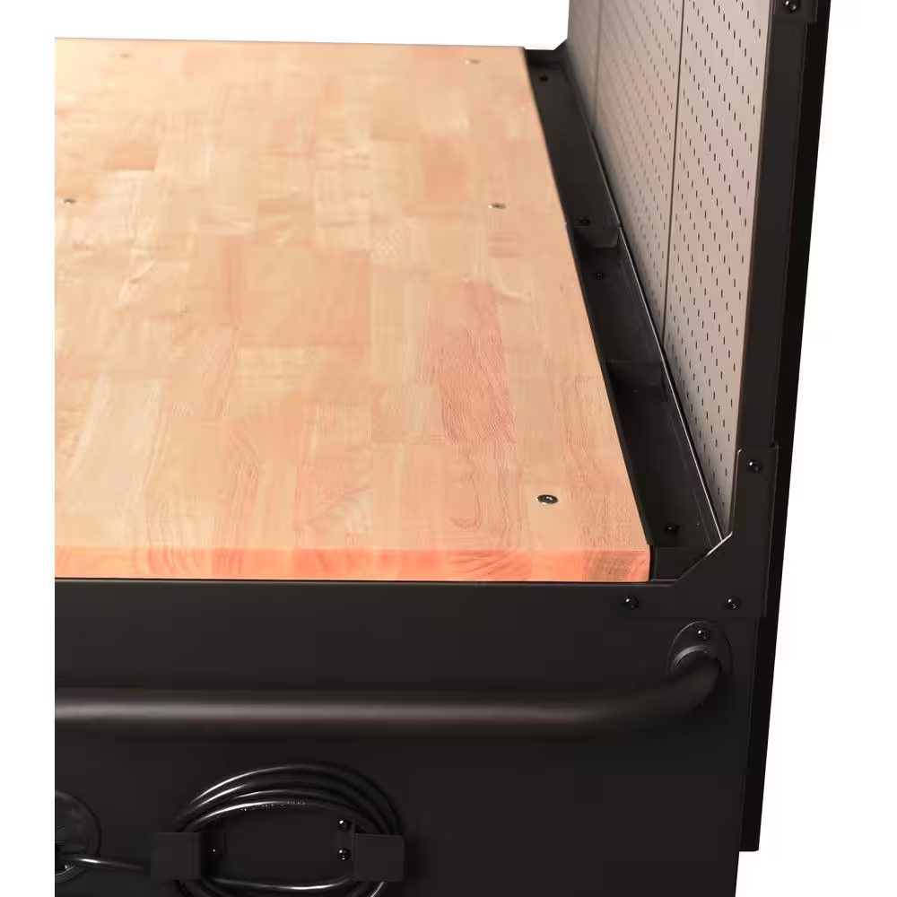 56 In. W X 27.6 In. D 10-Drawer Matte Black Heavy-Duty Mobile Workbench with Pegboard and Top Cabinets