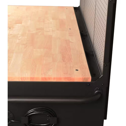 56 In. W X 27.6 In. D 10-Drawer Matte Black Heavy-Duty Mobile Workbench with Pegboard and Top Cabinets