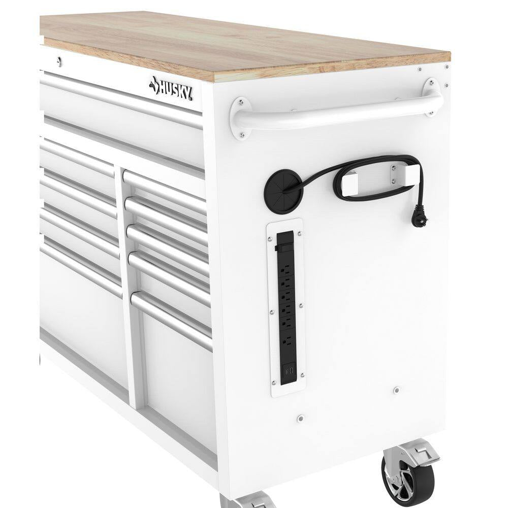 Modular Tool Storage 52 In. W White Mobile Workbench Cabinet