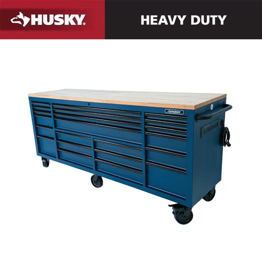 Tool Storage Heavy Duty 84 In. W X 24 In. D Matte Blue Mobile Workbench Cabinet