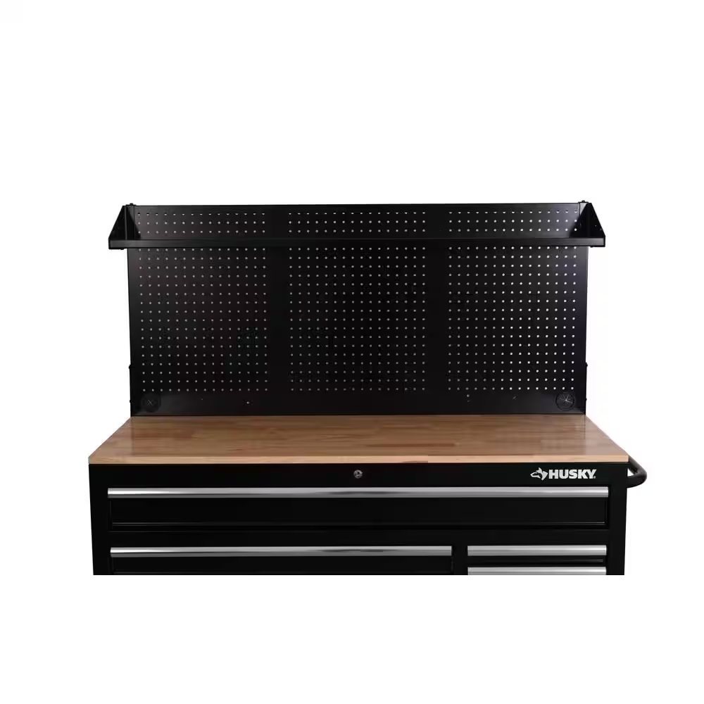 Modular Tool Storage 52 In. W Standard Duty Black Mobile Workbench Cabinet with Pegboard