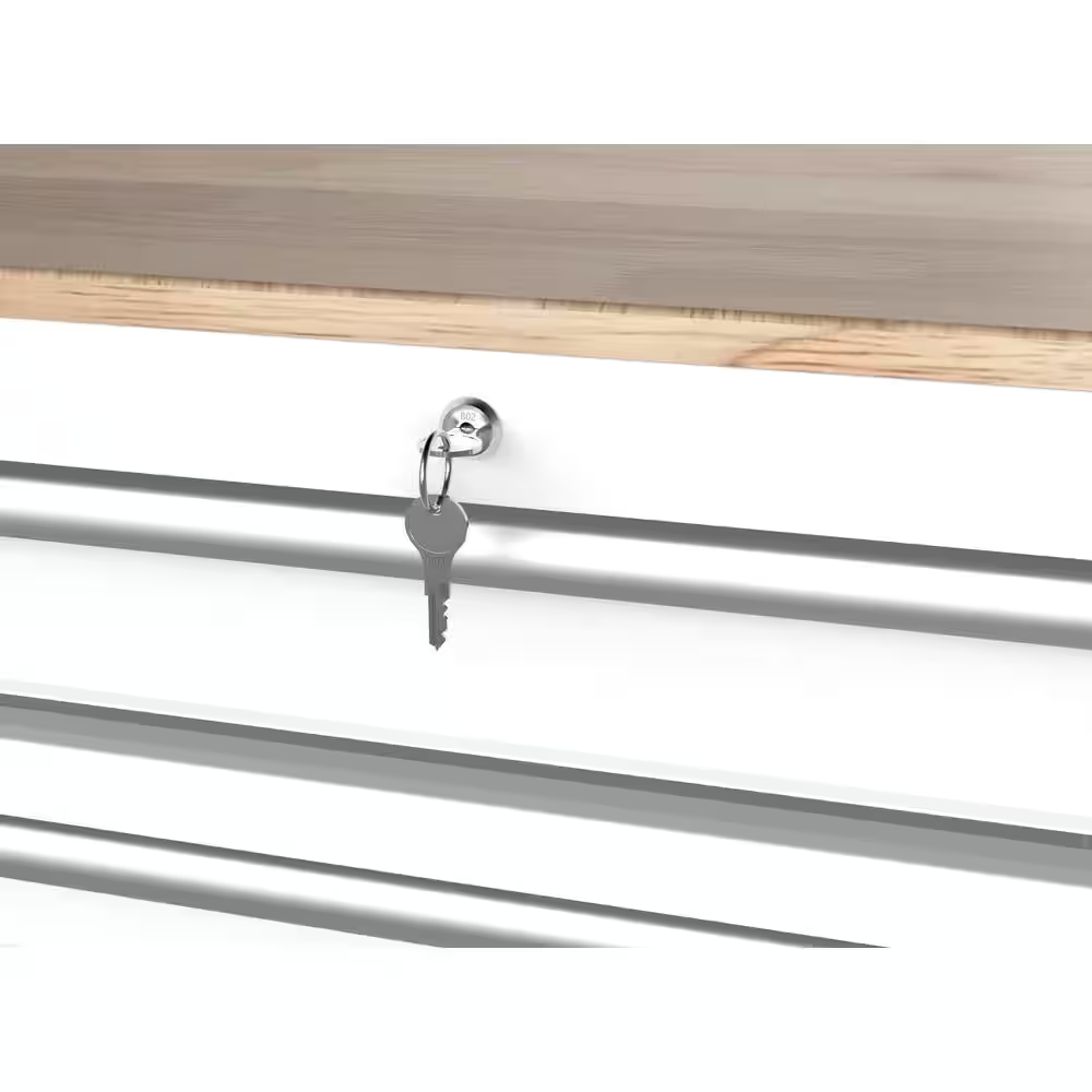 Modular Tool Storage 52 In. W White Mobile Workbench Cabinet