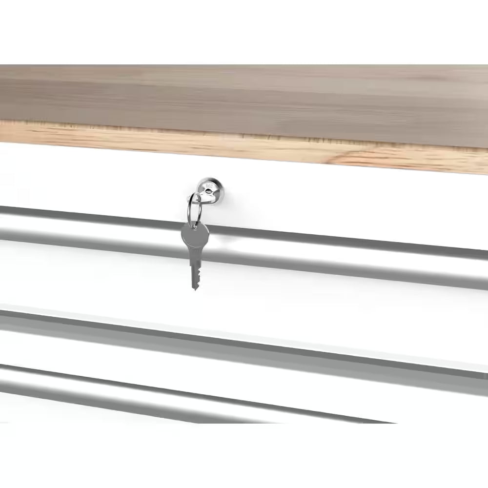 Modular Tool Storage 52 In. W White Mobile Workbench Cabinet