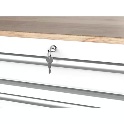 Modular Tool Storage 52 In. W White Mobile Workbench Cabinet