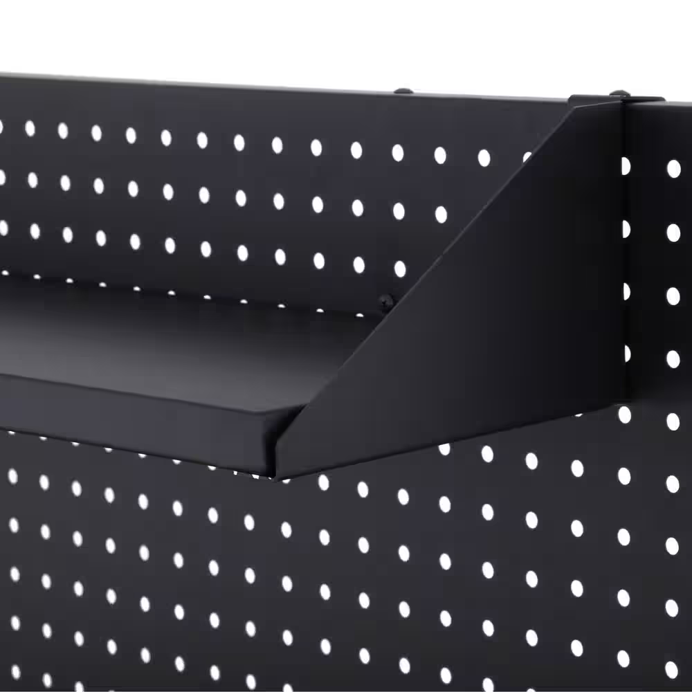 61 In. W X 26 In. D Heavy Duty 10-Drawer 1-Door Mobile Workbench with Hardwood Top, Pegboard and Shelf in Matte Black