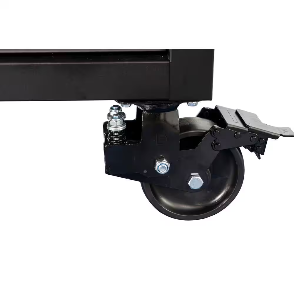 108 In. W X 24 In. D 9-Drawer Heavy-Duty Mobile Workbench with Stainless Steel Top in Matte Black