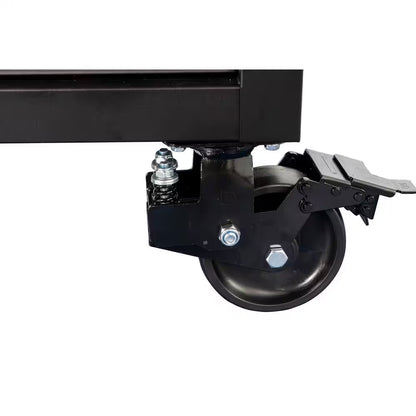 108 In. W X 24 In. D 9-Drawer Heavy-Duty Mobile Workbench with Stainless Steel Top in Matte Black