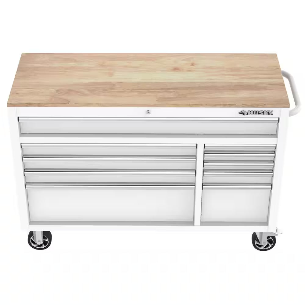 Modular Tool Storage 52 In. W White Mobile Workbench Cabinet
