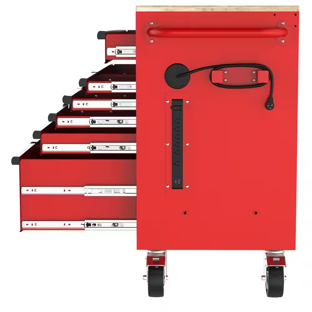 Modular Tool Storage 52 In. W X 20 In. D Standard Duty Red Mobile Workbench Cabinet