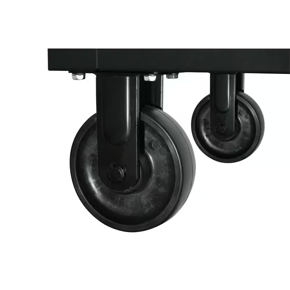 52 In. W X 25 In. D Heavy Duty 9-Drawer Mobile Workbench Cabinet with Adjustable-Height Hardwood Top in Matte Black