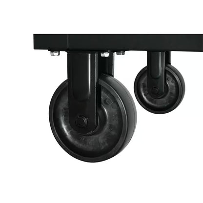 52 In. W X 25 In. D Heavy Duty 9-Drawer Mobile Workbench Cabinet with Adjustable-Height Hardwood Top in Matte Black