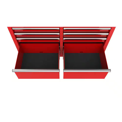 Tool Storage 46 In. W X 18 In. D 9-Drawer Gloss Red Mobile Workbench Cabinet