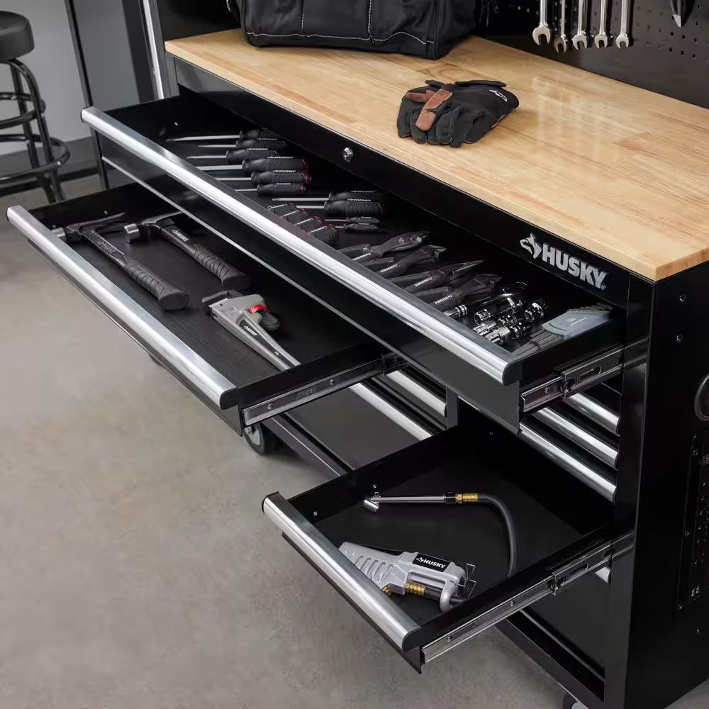 Modular Tool Storage 52 In. W X 20 In. D Standard Duty Black Mobile Workbench Cabinet