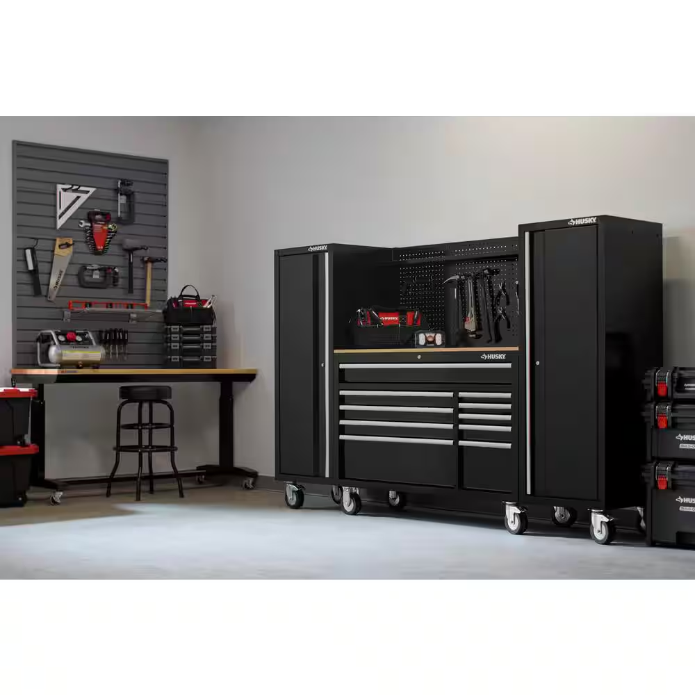 Modular Tool Storage 52 In. W X 20 In. D Standard Duty Black Mobile Workbench Cabinet