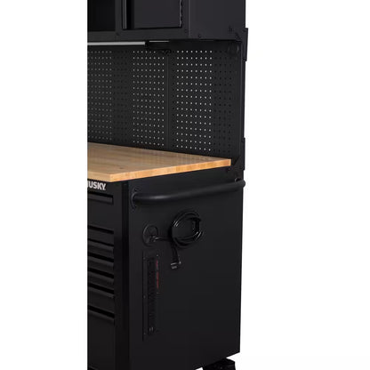 56 In. W X 27.6 In. D 10-Drawer Matte Black Heavy-Duty Mobile Workbench with Pegboard and Top Cabinets