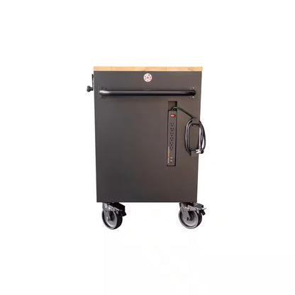 72 In. W X 24 In. D Heavy Duty 18-Drawer Mobile Workbench Cabinet with Adjustable-Height Hardwood Top in Matte Black