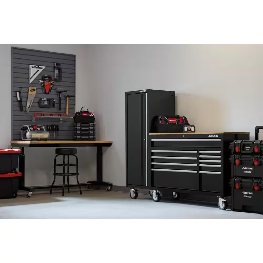 Modular Tool Storage 52 In. W X 20 In. D Standard Duty Black Mobile Workbench Cabinet