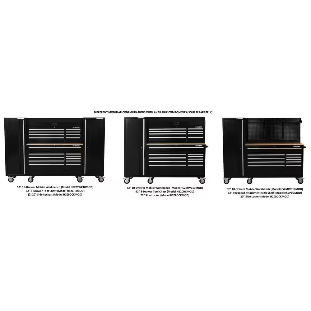 Modular Tool Storage 52 In. W X 20 In. D Standard Duty Black Mobile Workbench Cabinet