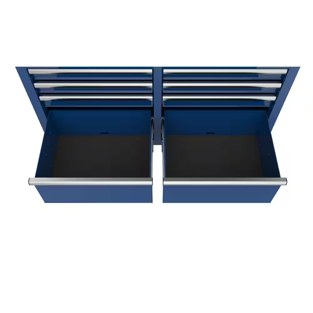 Tool Storage 46 In. W X 18 In. D 9-Drawer Gloss Blue Mobile Workbench Cabinet