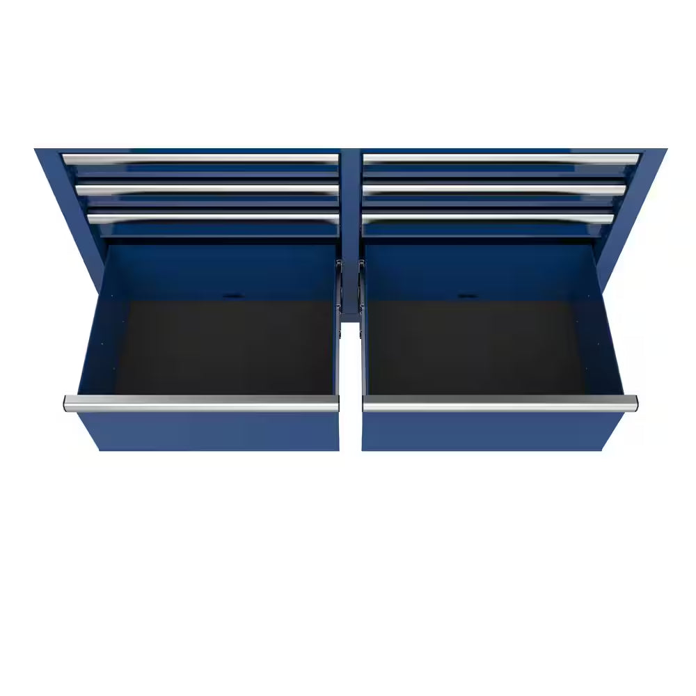 Tool Storage 46 In. W X 18 In. D 9-Drawer Gloss Blue Mobile Workbench Cabinet