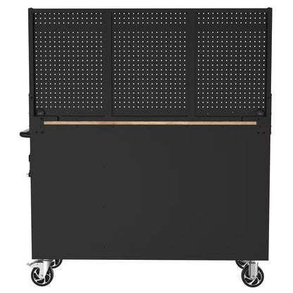 Modular Tool Storage 52 In. W Standard Duty Black Mobile Workbench Cabinet with Pegboard