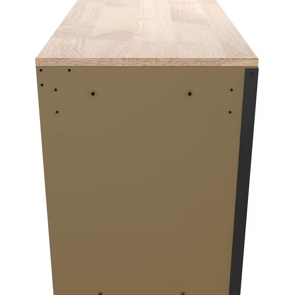 Standard-Duty 52 In. W 10-Drawer Matte Tan Mobile Workbench Cabinet with Solid Wood Top