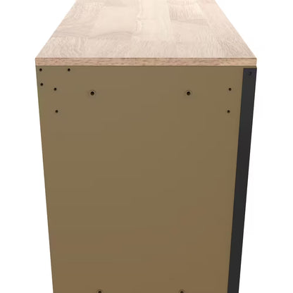 Standard-Duty 52 In. W 10-Drawer Matte Tan Mobile Workbench Cabinet with Solid Wood Top