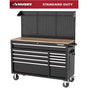 Modular Tool Storage 52 In. W Standard Duty Black Mobile Workbench Cabinet with Pegboard