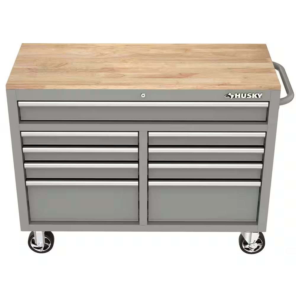 Tool Storage 46 In. W Gloss Gray Mobile Workbench Cabinet